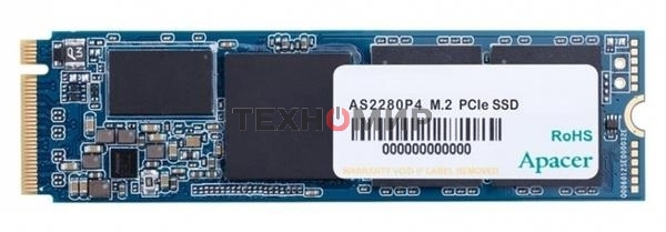 Накопитель SSD Apacer AS2280P4, 256Gb, M.2 2280, PCIe 3.0 x4, NVMe, R/W 2100/1300