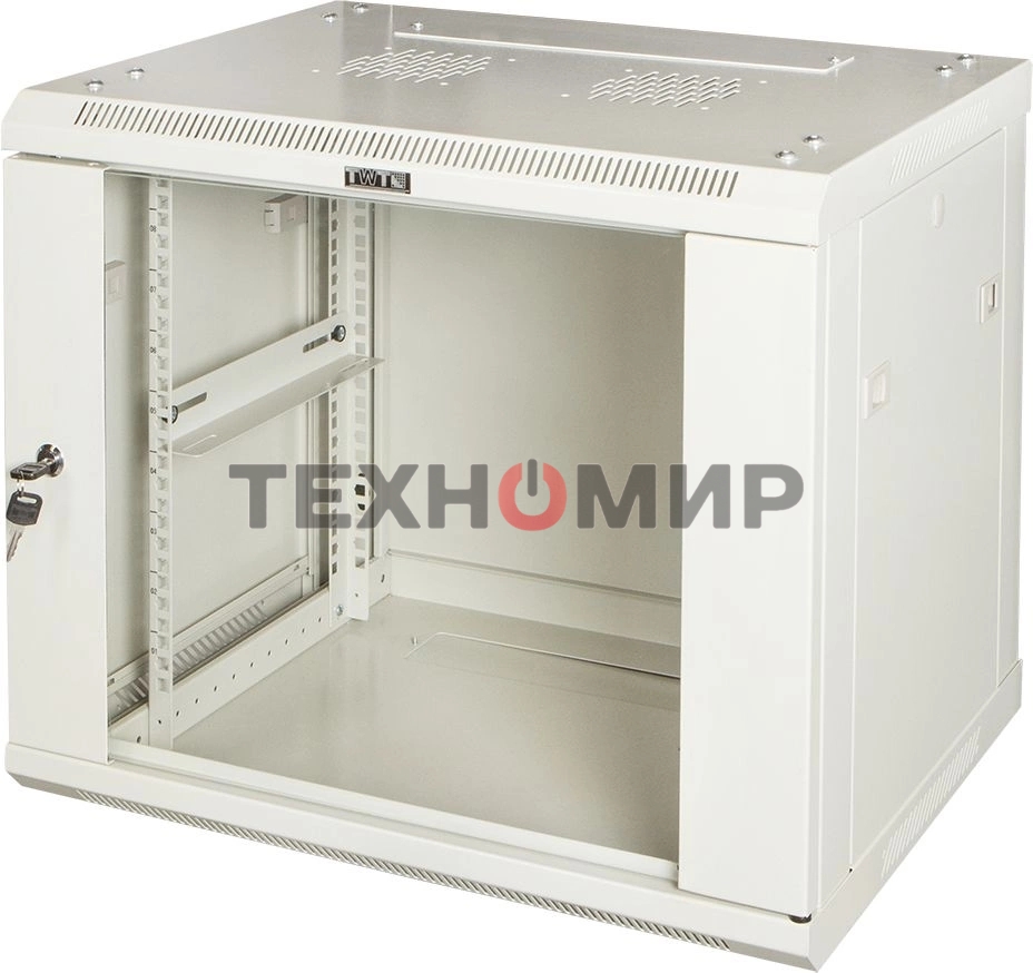 Шкаф коммутационный Lanmaster Pro (TWT-CBWPG-15U-6X4-GY) настенный 15U 600x450 мм пер. дв. стекл 60 кг серый 350 мм 768 мм IP20 металл