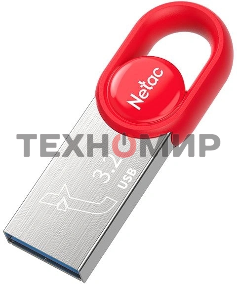 Флешка USB Netac UM2 (NT03UM2N-064G-32RE), 64Gb, USB 3.0, R/W 130/50, серебристый/красный