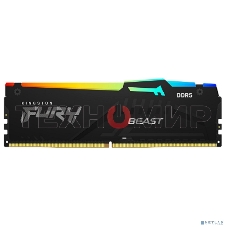 Оперативная память Kingston Fury Beast, DDR5, 16Gb (1x16GB), 6000MHz, CL36, DIMM, с радиатором, RGB, черный