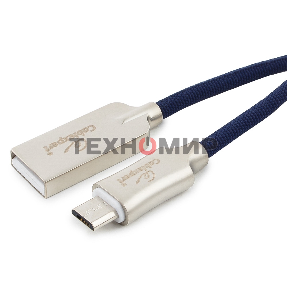 Кабель USB2.0 Cablexpert CC-P-mUSB02Bl-1.8M, AM/microB, серия Platinum, длина 1.8м, синий, блистер