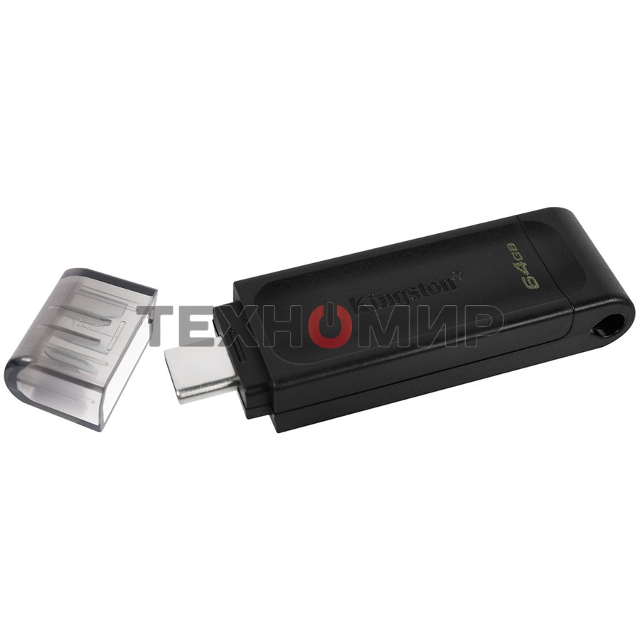 Флешка USB Kingston DataTraveler DT70 (DT70/64Gb), 64Gb, USB-C 3.2 Gen 1, R/W 70/45, черный
