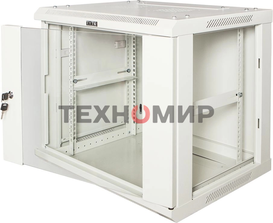 Шкаф коммутационный Lanmaster Pro (TWT-CBWPG-15U-6X4-GY) настенный 15U 600x450 мм пер. дв. стекл 60 кг серый 350 мм 768 мм IP20 металл