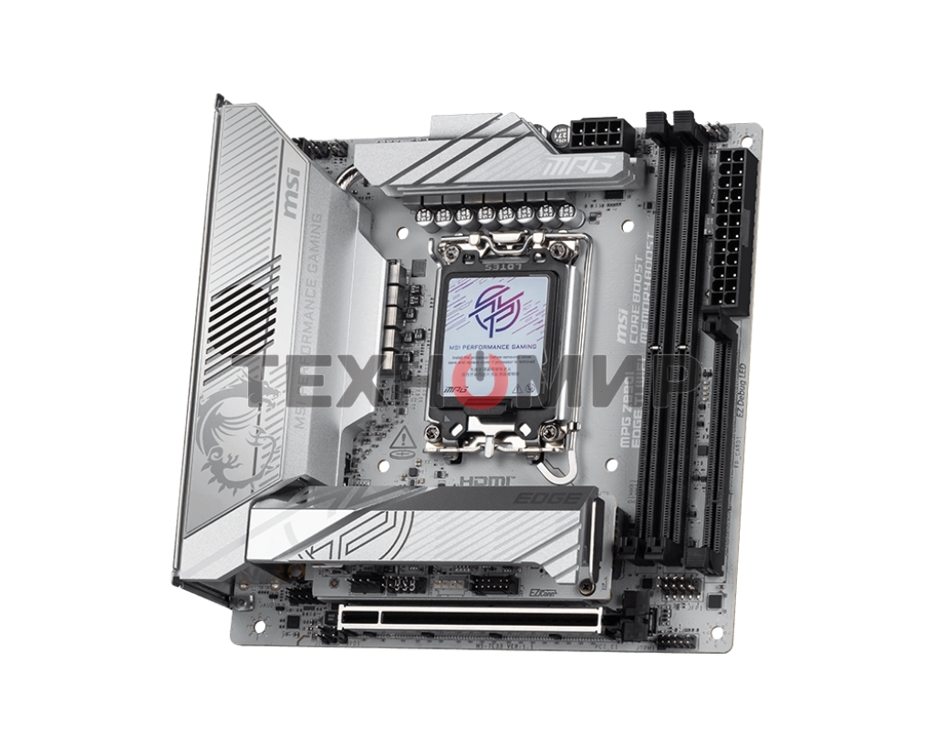Материнская плата MSI MPG Z890I EDGE TI WIFI, LGA 1851, Intel Z890, 2xDDR5, 2xSATA, 4xM.2, 1xPCIe 5.0 x16, 1xHDMI, 2xThunderbolt 4, 1xUSB-C, 1x 5Gb LAN, 7xUSB-A 10Gbps, 2xUSB-A 5Gbps, 1xUSB-C 20Gbps, 7.1, 2x3.5 мм, TOSLINK, Mini-ITX