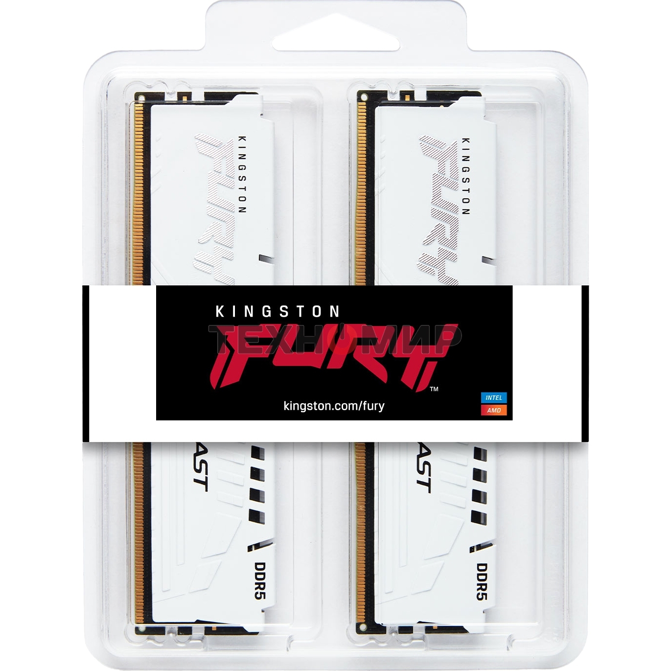Оперативная память Kingston Fury Beast, DDR5, 32GB (2x16GB), 5200MHz, CL40, DIMM, с радиаторами, белый