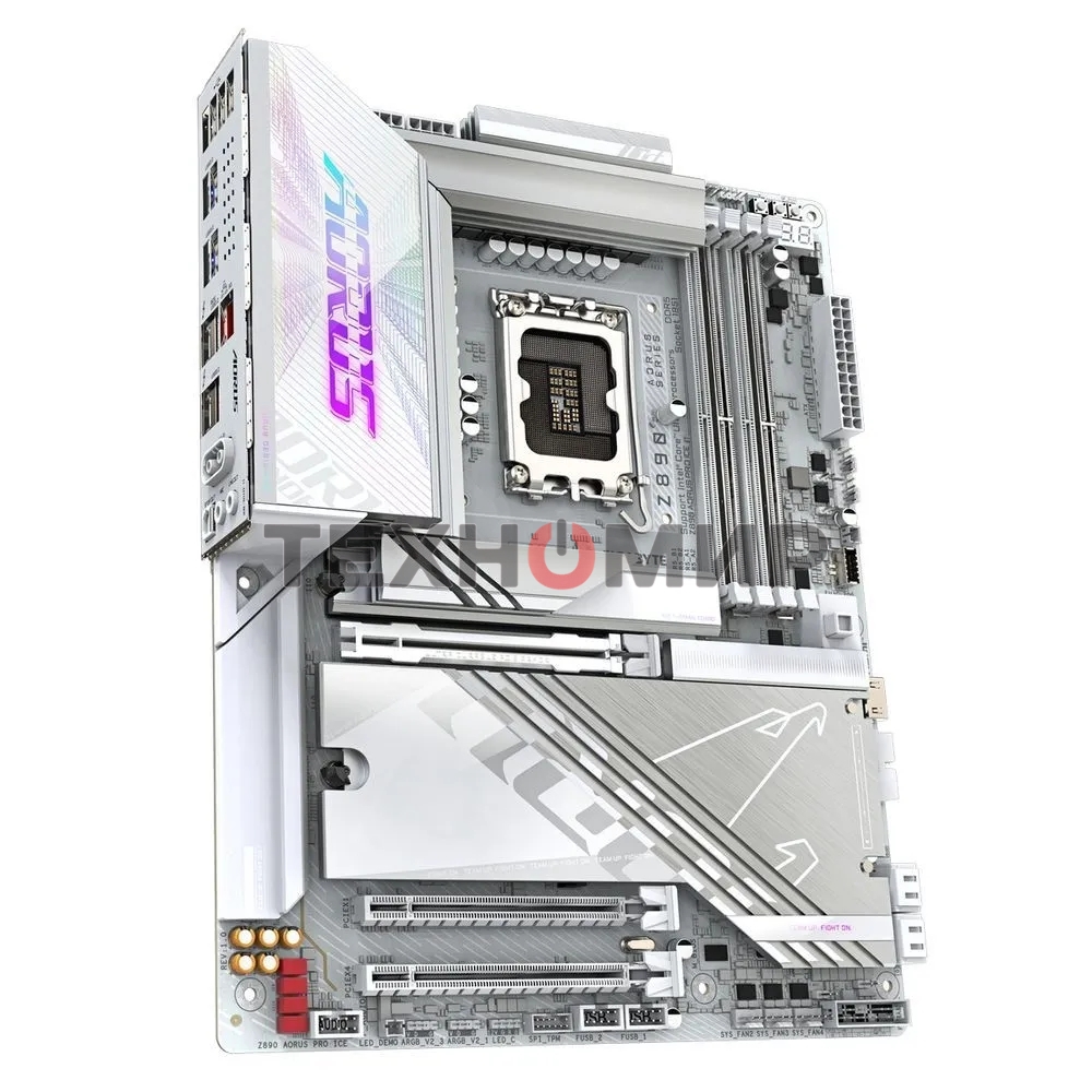 Материнская плата Gigabyte Z890 AORUS PRO ICE, LGA 1851, Intel Z890, 4xDDR5, 4xSATA, 5xM.2, 1xPCIe 5.0 x16, 1xPCIe 4.0 x4, 1xPCIe 4.0 x1, 2xUSB-C (Thunderbolt 4), 1x 5Gb LAN, 4xUSB-A 3.2 Gen 1, 2xUSB-A 3.2 Gen 2, 4xUSB-A 2.0, 2x3.5 мм, 7.1, ATX