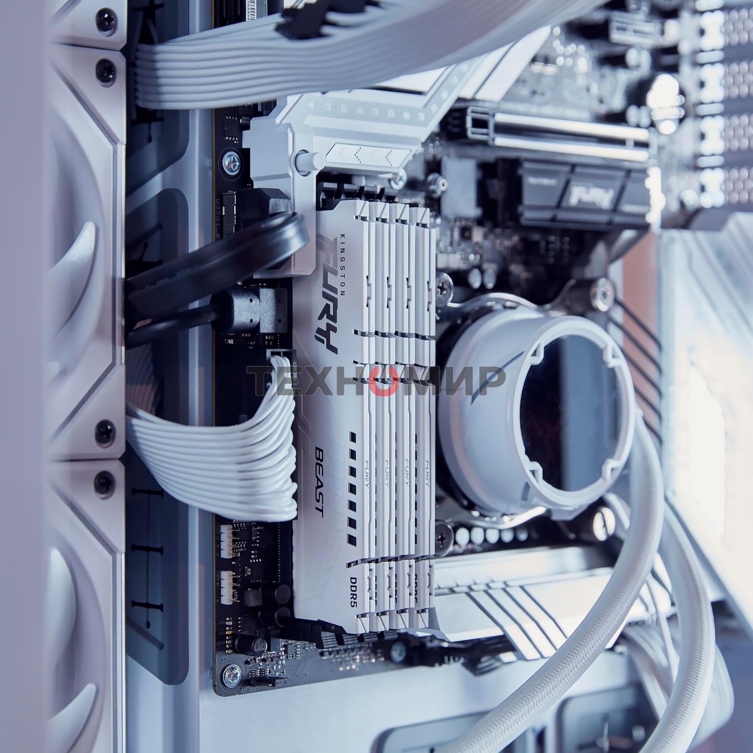 Оперативная память Kingston Fury Beast, DDR5, 32GB (2x16GB), 5200MHz, CL40, DIMM, с радиаторами, белый