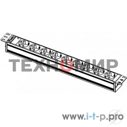 Блок розеток Rem-10 без шнура с инд., 9 Sсhuko, вход IEC 60320 C14, 10A, алюм., 19