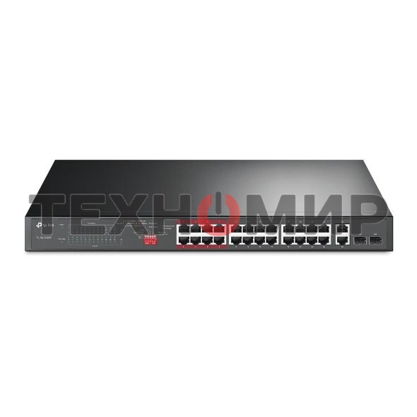 Коммутатор 24-port 10/100Mbps Unmanaged PoE+ Switch with 2 combo RJ-45/SFP uplink ports, metal case, rack mount, 24 802.3af/at compliant PoE+ ports, 2 gigabit combo RJ-45/SFP uplink ports, DIP switches for Extend mode, Isolation mode and Priority mode, up