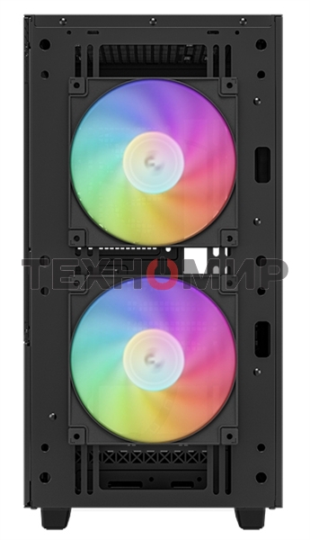 Компьютерный корпус Deepcool CH360 без БП, боковое окно (закаленное стекло), 2x140мм ARGb LED вентилятор спереди и 1x120мм ARGb LED вентилятор сзади, черный, mATX