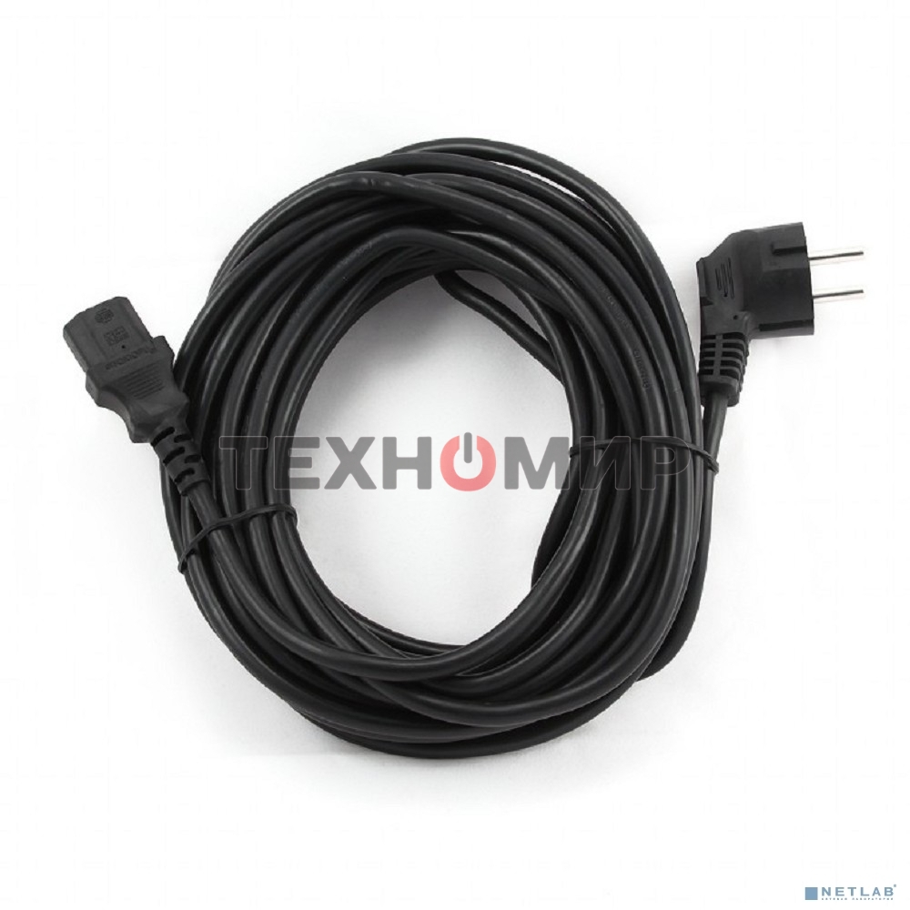 Кабель питания Gembird 10.0м, VDE(0.75мм), черный, с зазем., пакет