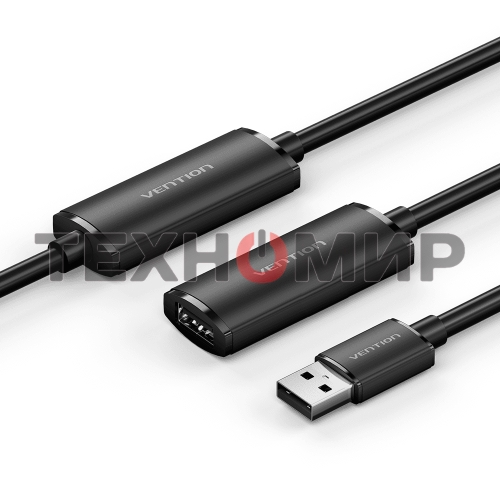 Активный кабель-удлинитель Vention USB 2.0 AM/AF с усилителем - 5м Черный