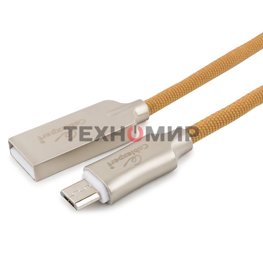 Кабель USB2.0 Cablexpert CC-P-mUSB02Gd-1.8M, AM/microB, серия Platinum, длина 1.8м, золотой, блистер