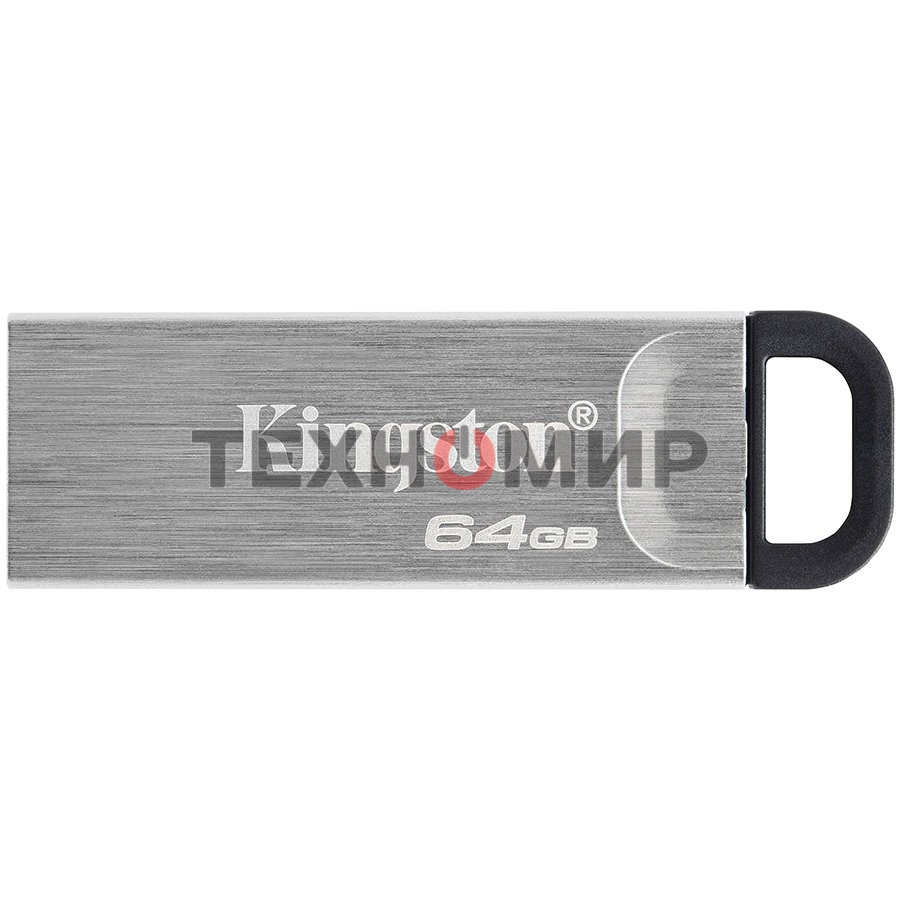 Флешка USB Kingston KYSON (DTKN/64GB), 64Gb, USB 3.2 Gen 1, R/W 200/60, серебристый/черный