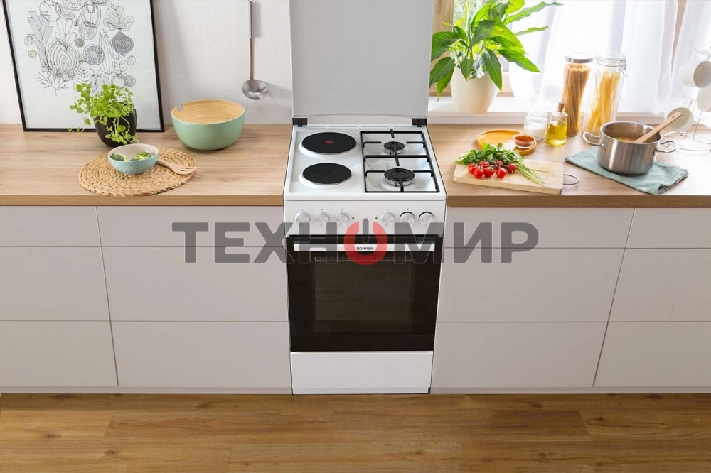 Плита комбинированная Gorenje GK5A12WG белый, конфорок 2 газовых и 2 электрических, духовка 68 л, 50 см x 85 см x 59.4 см