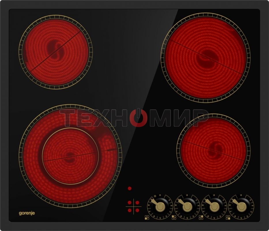 Варочная поверхность Gorenje EC642CLB, конфорок: 4 шт., стеклокерамика, независимая, черный