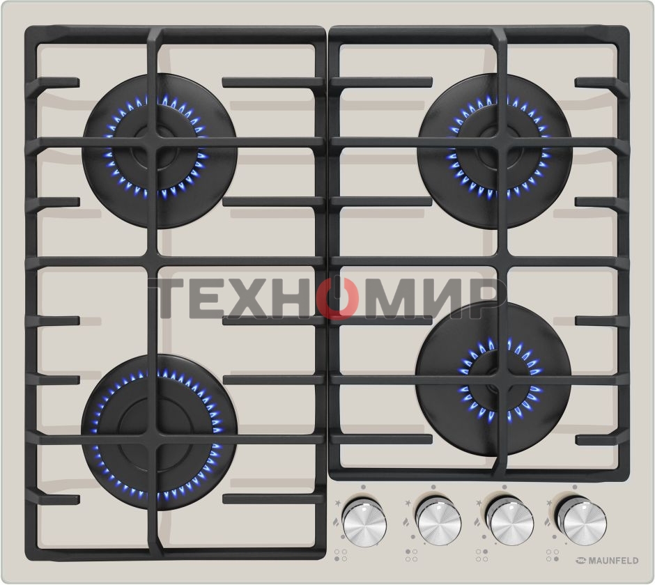 Газовая варочная панель Maunfeld EGHG.64.6CBG/G, 4 конфорки, закаленное стекло, бежевый