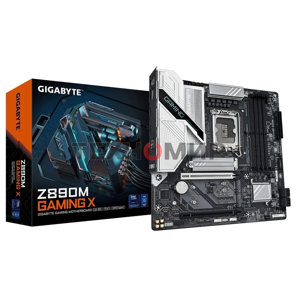 Материнская плата Gigabyte Z890M GAMING X, LGA 1851, Intel Z890, 4xDDR5, 4xSATA, 3xM.2, 1xPCIe 5.0 x16, 1xPCIe 4.0 x16, 1xHDMI, 2xDP, 1x 2.5Gb LAN, 2xUSB-A 2.0, 3xUSB-A 3.2 Gen 1, 3x3.5 мм, 7.1, mATX