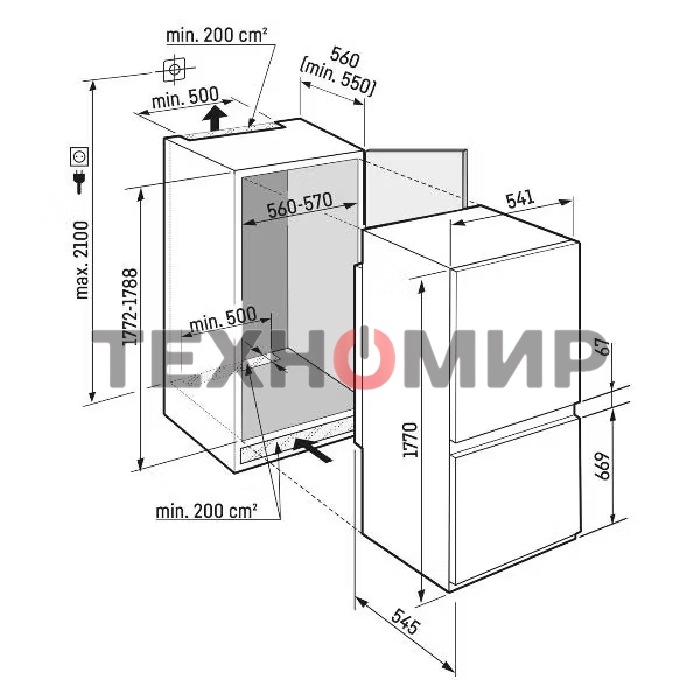 Встраиваемый холодильник Liebherr ICf 5103-22 001 белый двухкамерный 182/80л