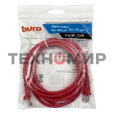 Патч-корд Buro UTP cat.5e 3м красный RJ-45 (m)-RJ-45 (m)