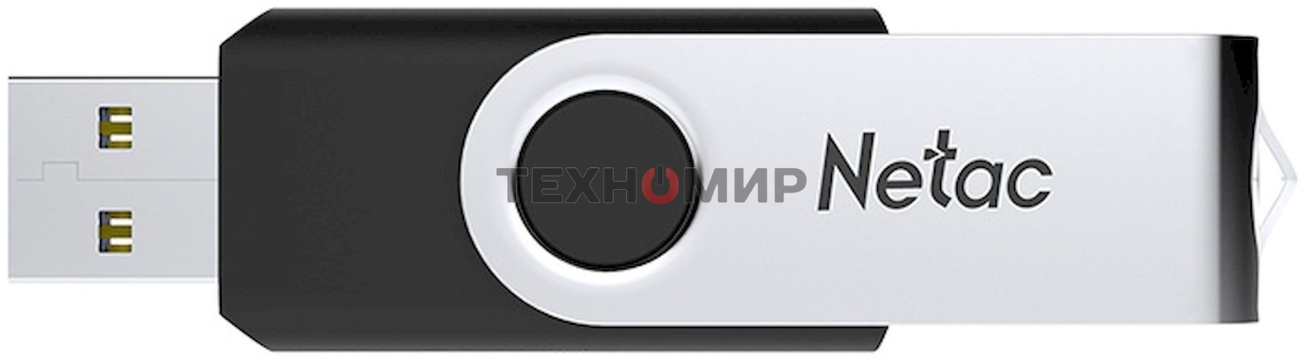 Флешка USB Netac U505 (NT03U505N-064G-20BK), 64Gb, USB 2.0, R/W 70/30, черный/серебристый