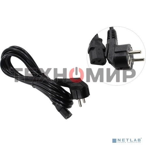 Кабель питания ExeGate Power PC-3P (Евровилка угловая Schuko->С13) VDE-250V-3*1.0-CU, 10A, 3м