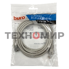 Патч-корд Buro UTP cat.5e 3м серый RJ-45 (m)-RJ-45 (m)
