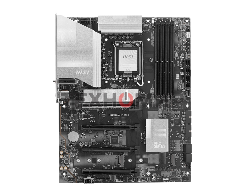 Материнская плата MSI PRO B860-P WIFI, LGA 1851, Intel B860, 4xDDR5, 4xSATA, 3xM.2, 1xPCIe 5.0 x16, 1xPCIe 4.0 x4, 2xPCIe 4.0 x1, 1xHDMI, 1xDP, 1xUSB-C, 1x 5Gb LAN, 2xUSB-A 3.2 Gen 2, 2xUSB-A 3.2 Gen 1, 4xUSB-A 2.0, 3x3.5 мм, 7.1, Wi-Fi 7, ATX