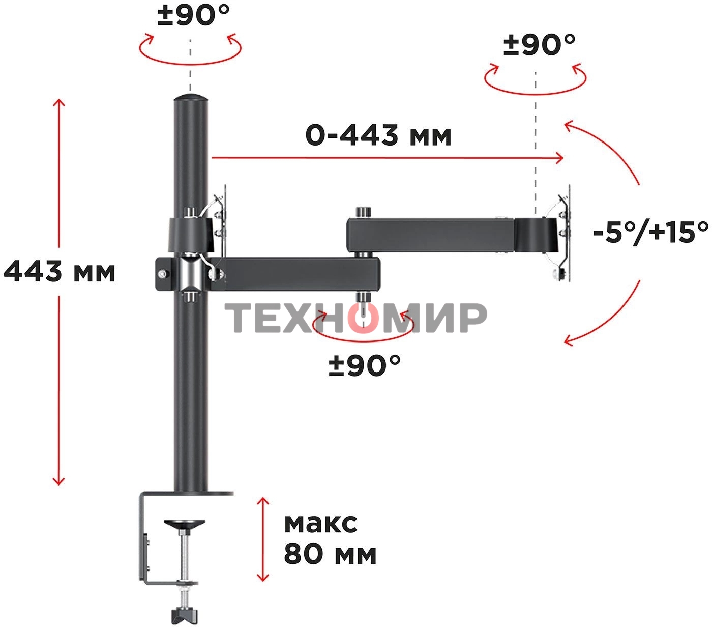 Кронштейн настольный для мониторов HOLDER MDS-SU203 черный