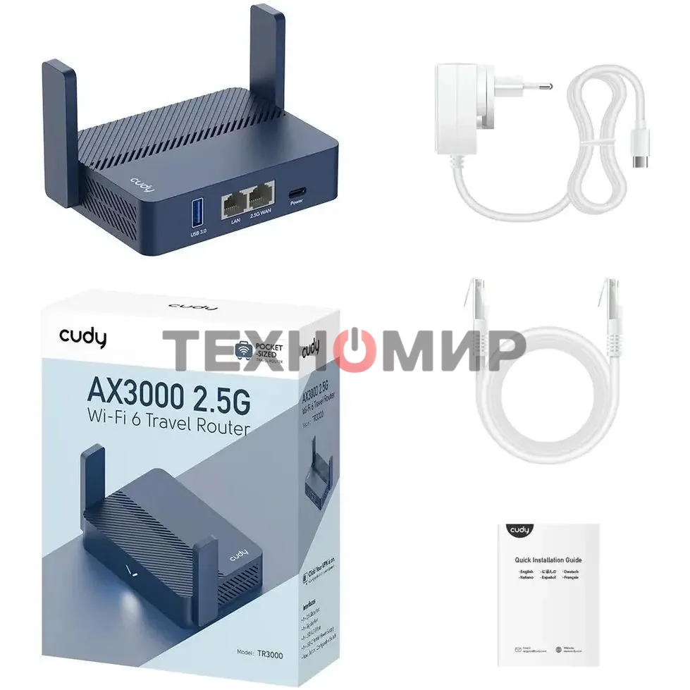Маршрутизатор Cudy TR3000, AX3000, 2,5 Gbит/с (WAN) + 1 Gbит/с (LAN)1 USB3.0, MU-MIMO, Mesh (TR3000)