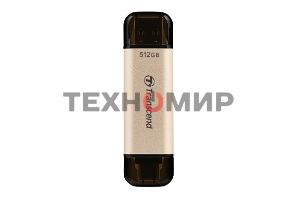 Флешка USB Transcend JETFLASH 930C (TS512GJF930C), 512Gb, USB 3.2 Type-C/Type-A, R/W 420/400, золотистый