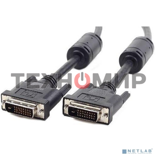 Кабель DVI-D dual link Cablexpert CC-DVI2L-BK-10, 25M/25M, 3.0м, CCS, черный, экран, феррит.кольца, пакет