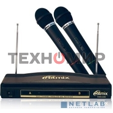 Микрофон радио Ritmix RWM-220 черный беспроводные 2 шт в комплекте