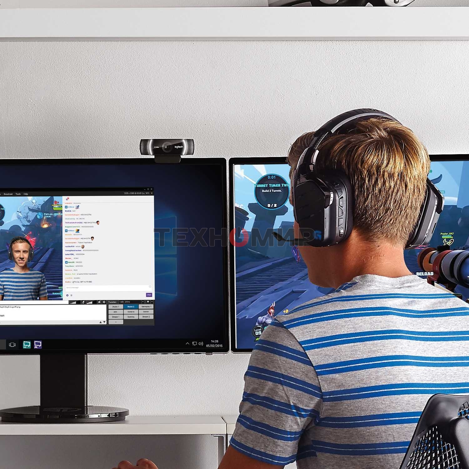 Веб-камера Logitech C922 Pro Stream 1920x1080, 30 кадр/с, USB Type-A, микрофон (2 шт, шумоподавление), автоматическая фокусировка, автоосвещение, универсальное крепление