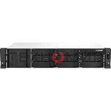 Сетевое хранилище SMB QNAP TS-873AeU-4G NAS 8x3.5/2.5 SATA/SSD trays, 2 x M2 PCIe, 2x 2.5 GbE, 2U rackmount, 1 PSU. AMD Ryzen V1500B 4-core/8-thread 2.2 GHz processor, 4 Gb DDR4 RAM (1*4 Gb) up to 64Gb (2*32 Gb). W/o rail kit RAIL-B02