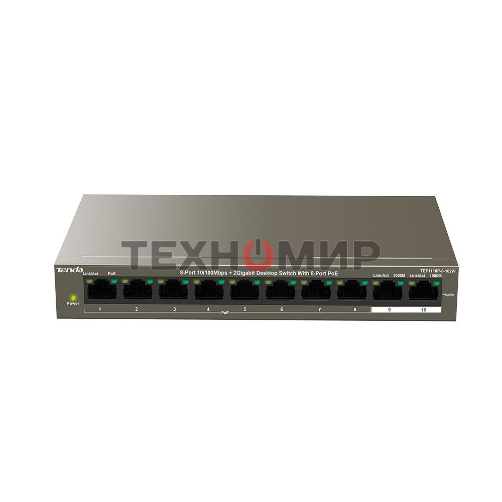 Коммутатор Tenda TEF1110P-8-102W 8PORT 100M 8POE