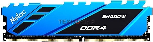 Оперативная память NETAC Shadow, DDR4, 16GB (1x16GB), 3200MHz, CL16, DIMM, с радиаторами, синий