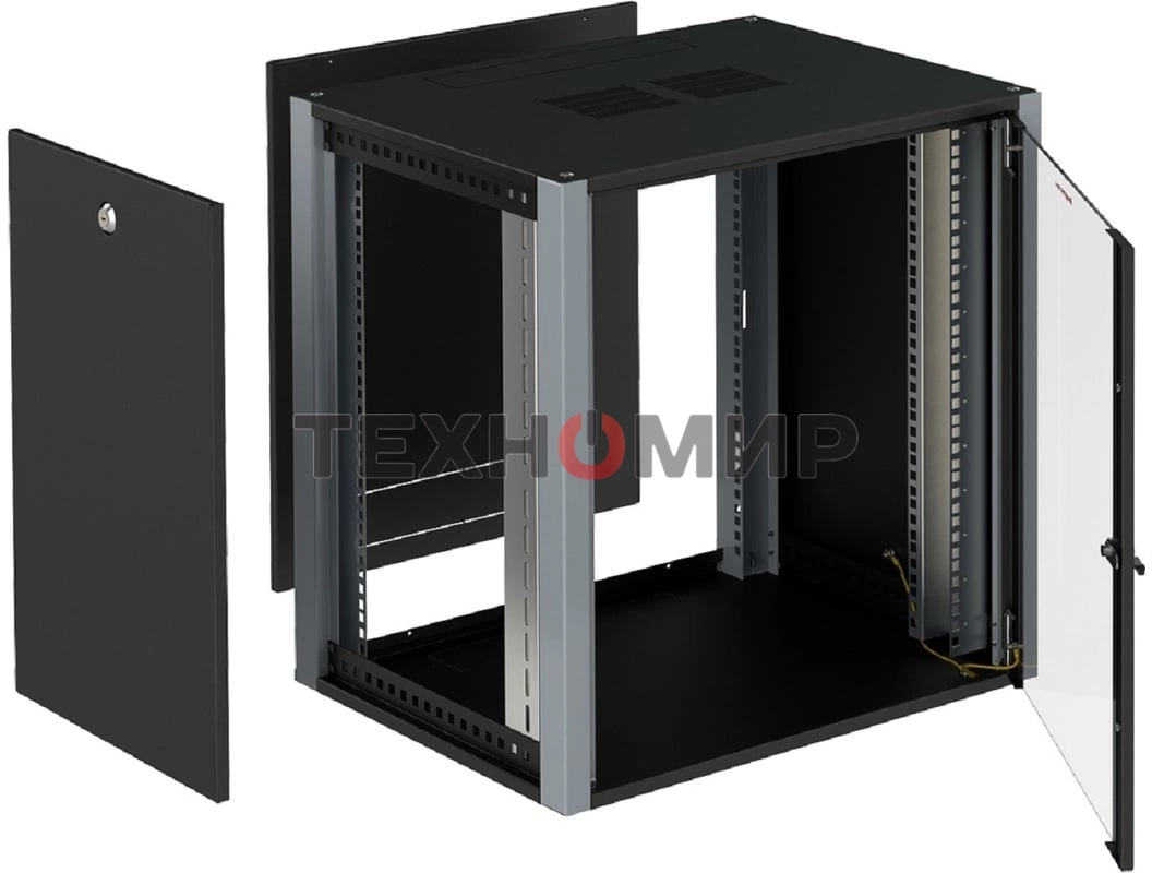 Шкаф коммутационный Sysmatrix (WP 6312.910) настенный 12U 600x350 мм пер. дв. стекл 2 бок. пан. 60 кг черный 20 кг IP20