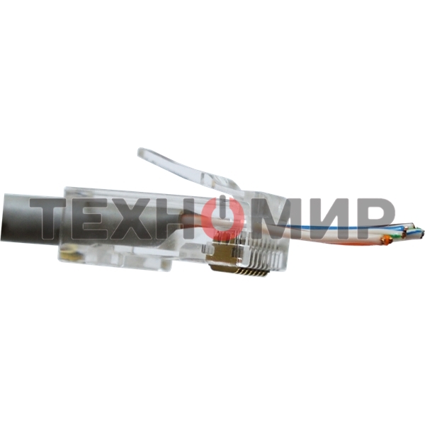 Коннектор LANMASTER RJ45 тип EZ, 8P8C, UTP, Cat.5e, универсальный, со вставкой, покрытие 50 микрон,100 шт.