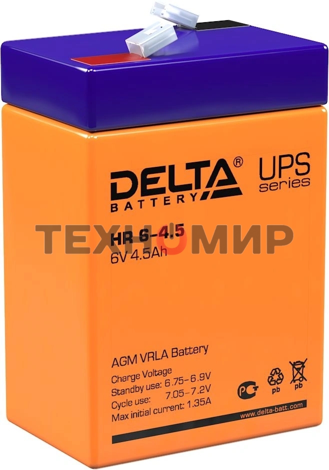 Батарея для ИБП Delta HR 6-4.5 (6V, 4.5Ah)