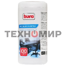 Салфетки Buro BU-Tsurl, 100 шт. для пластиковых поверхностей и офисной мебели туба 100шт влажных