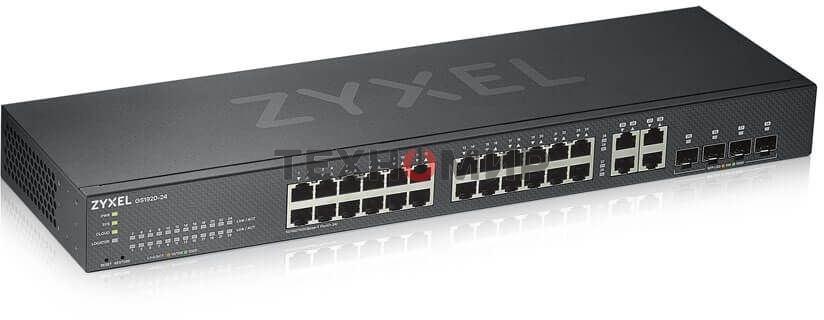 Коммутатор Zyxel GS1920-24v2 Hybrid Smart switch Zyxel Nebula Flex, 24xGE, 4xCombo (SFP/RJ-45), silent (fanless), Standalone/cloud management