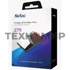Внешний SSD Netac Z7S, 480 Gb, USB 3.2 Gen 2 Type-C, R/W 550/480, черный