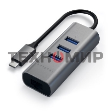 USB-концентратор Satechi Type-C 2-in-1 USB 3.0 Aluminum 3 Port Hub and Ethernet Port. Интерфейс Type-C. серый космос.