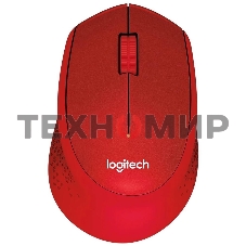 Мышь беспроводная Logitech M280 красный, 1000 dpi, радиоканал, USB, кнопки - 3