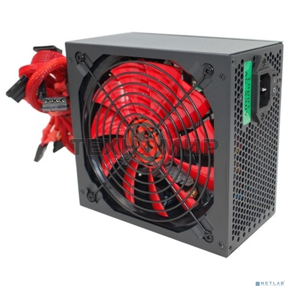 Блок питания Ginzzu PC700 14CM(Red) 80 PLUS black,APFC,24+4p,2 PCI-E(6+2), 7*SATA, 4*IDE,оплетка, кабель питания,цветная коробка