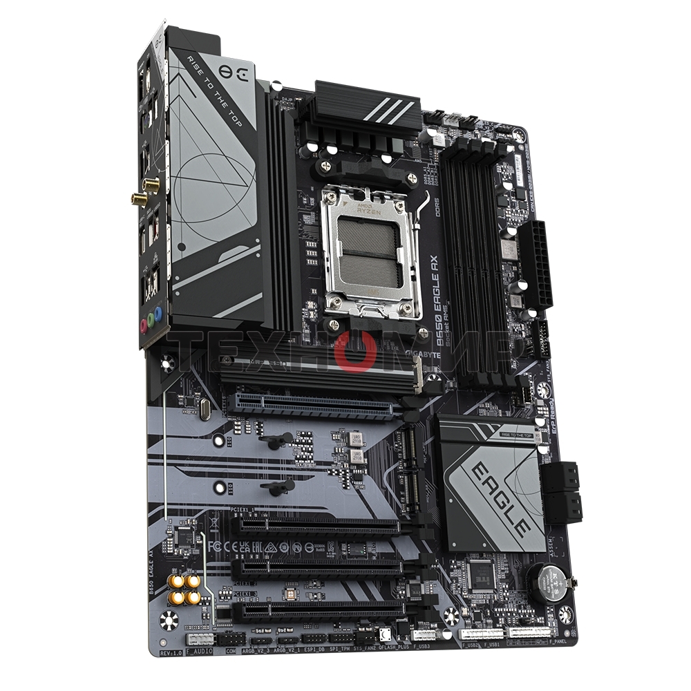 Материнская плата GIGABYTE B650 EAGLE AX (V1.1), AM5, AMD B650, 4xDDR5, 4xSATA, 3xM.2, 1xPCI-E 4.0 x16, 3xPCI-E 3.0 x1, 1xHDMI, 1xDP, 1x 1Gb LAN, 2xUSB 3.2 Gen 2, 1xUSB 3.2 Gen 1, 6xUSB 2.0, 3x3.5 мм, 7.1, Standard-ATX
