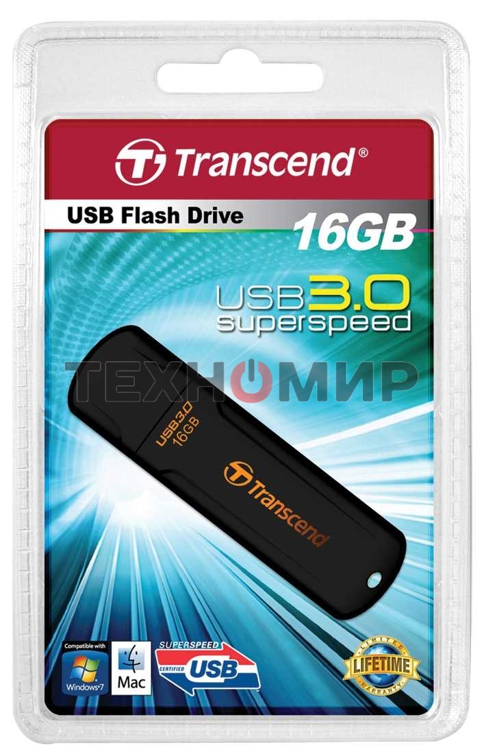 Флешка USB Transcend JetFlash 700 (TS16GJF700), 16Gb, USB 3.0, R/W 70/20, черный