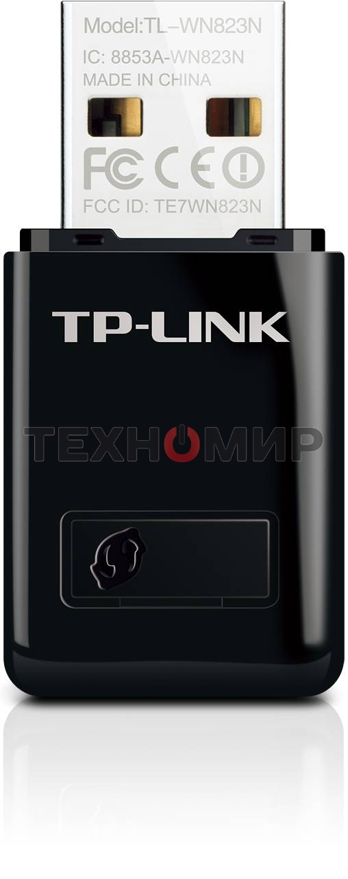 Сетевой адаптер TP-Link SOHO TL-WN823N Беспроводной USB мини адаптер 300 Мбит/с стандарта N c кнопкой QSS(Realtec)