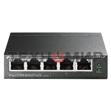 Коммутатор TP-Link 8-Port 10/100Mbps Unmanaged Switch with 4-Port PoE, metal case, desktop mount, PoE budget 41W.